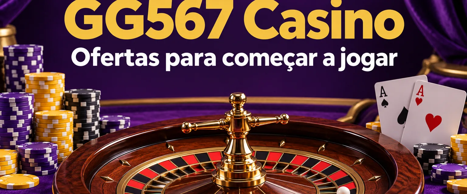 Banner do GG567 Casino com wordmark dourado, barabéis de caça-níquel e o bônus de R$ 1.500